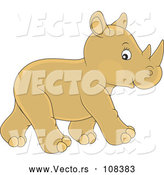 Vector of Cute Baby Rhinoceros Walking by Alex Bannykh