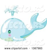 Vector of Cute Baby Whale Spouting by Pushkin