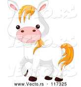 Vector of Cute Cartoon Farm Animal White Pony Horse by Pushkin