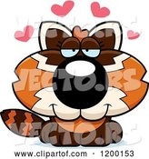 Vector of Cute Cartoon Loving Red Panda Cub with Hearts by Cory Thoman