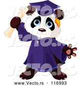 Vector of Cute Graduate Panda Holding a Diploma by Pushkin