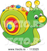 Vector of Cute Green Toy Snail with a Colorful Shell by Alex Bannykh