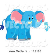 Vector of Cute Wild African Blue Elephant Spraying Water by Visekart