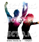 Vector of Dancing Couple with Silhouetted People and Lights on Their Bodies by KJ Pargeter