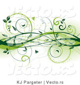 Vector of Dark Green Vines with Butterflies - Digital Web Design Border Background Element by KJ Pargeter