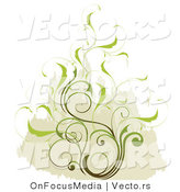 Vector of Delicate Leafy Scrolling Vines over a Tan Background by OnFocusMedia