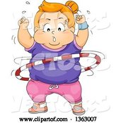 Vector of Determined Fat Red Haired White Girl Exercising with a Hula Hoop by BNP Design Studio