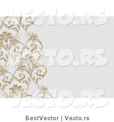 Vector of Diagonal Tan Vines over Blank Gray Invitation Background by BestVector