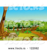 Vector of Dirt Trail Through a Forest Park by