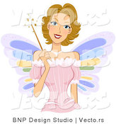 Vector of Dirty Blond Fairy Girl Holding a Magic Wand by BNP Design Studio
