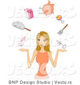 Vector of Dirty Blond Girl Juggling Her Responsibilities by BNP Design Studio