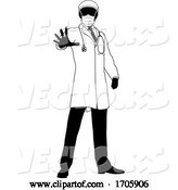Vector of Doctor in PPE Mask Stop Hand Sign Medical Concept by AtStockIllustration