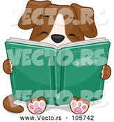 Vector of Dog Sitting and Reading a Book by BNP Design Studio