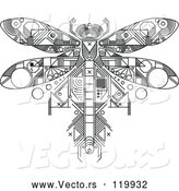 Vector of Dragonfly Motherboard Computer Chip - Black Lineart Theme by Vector Tradition SM