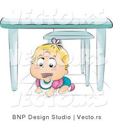 Vector of Drooling Baby Crawling Under a Table by BNP Design Studio