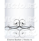 Vector of Elegant Curly Black Vines over a Reflective Surface by Elaineitalia