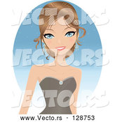Vector of Elegant Dirty Blond White Lady in a Prom Dress by Melisende Vector
