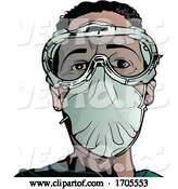 Vector of Emergency Medical Worker in a Protective Suit and Mask by Dero