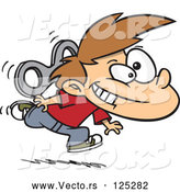 Vector of Energetic Cartoon Wind up Boy Running by Toonaday