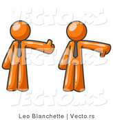 Vector of Expressive Orange Business Guy Giving the Thumbs up Then the Thumbs down by Leo Blanchette