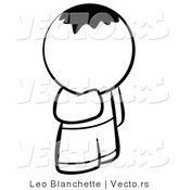 Vector of Faceless Young Man with Little Hair on Head - Coloring Page Outlined Art by Leo Blanchette