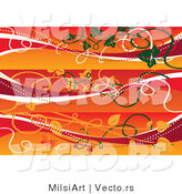 Vector of Fall Vines Against 3 Orange Banners - Digital Collage Borders by MilsiArt