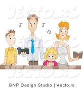 Vector of Family Singing Religious Music Together at Church by BNP Design Studio