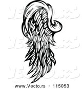 Vector of Feathered Wing - Black Lineart by Chromaco