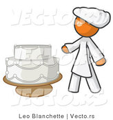 Vector of Female Orange Chef Beside Wedding Cake by Leo Blanchette
