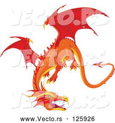 Vector of Fierce Flying Orange Dragon by Pushkin