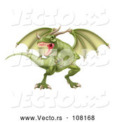 Vector of Fierce Green Dragon with a Horned Nose by AtStockIllustration