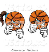 Vector of Fighting Male and Female Basketballs Mascots by Chromaco