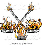 Vector of Flames Raising up from Two Crossed Hockey Sticks and a Puck by Chromaco