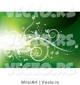 Vector of Flare of Light with White Vines and Butterflies on Green Background Design by MilsiArt