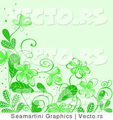 Vector of Floral Background Border Design with Green Flowers by Vector Tradition SM