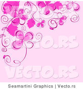 Vector of Floral Background Design with Bright Pink Flowers and Vines by Vector Tradition SM