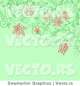 Vector of Floral Background Design with Red Flowers over Green by Vector Tradition SM