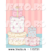 Vector of Floral Gifts over Pink Stripes Background by BNP Design Studio