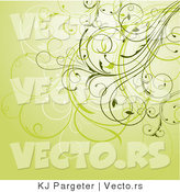Vector of Floral Swirly Vines Composited on Green Background Design by KJ Pargeter