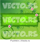 Vector of Flowering Green Vines Around a Grungy Blank Text Box Background Design Element by Pushkin