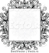 Vector of Formal Blank Copyspace Box over a Black Floral Design on White Background Border Design by BestVector