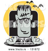 Vector of Frankenstein Slumped over and Bats Flying past by Andy Nortnik