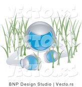 Vector of Futuristic Character Crawling in Grass by BNP Design Studio