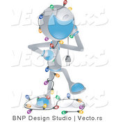 Vector of Futuristic Character Tangled in Christmas Lights by BNP Design Studio