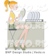 Vector of Girl Drying Clean Dishes by BNP Design Studio