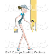 Vector of Girl Painting Wall Yellow by BNP Design Studio