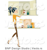 Vector of Girl Putting Away Groceries by BNP Design Studio