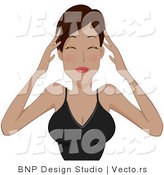 Vector of Girl Rubbing Her Sore Forehead to Ease a Migraine by BNP Design Studio