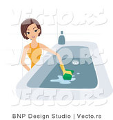 Vector of Girl Scrubbing a Tub by BNP Design Studio