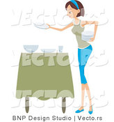 Vector of Girl Setting the Table by BNP Design Studio
